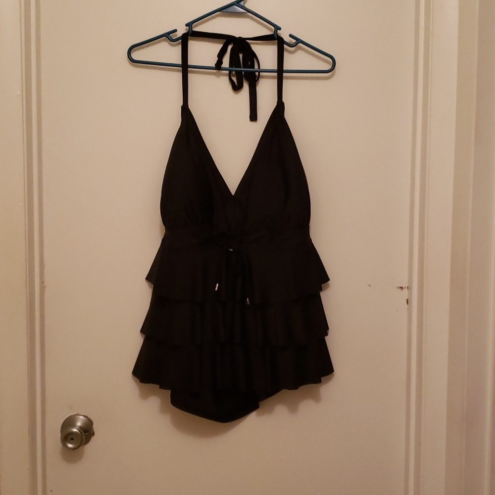 Halter Style Ruffled Swim Top